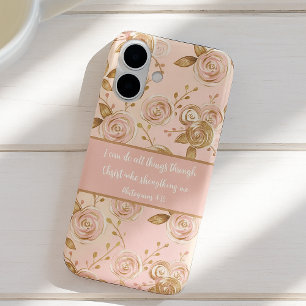 Bibelspruch Blumendesign iPhone 16 Hülle