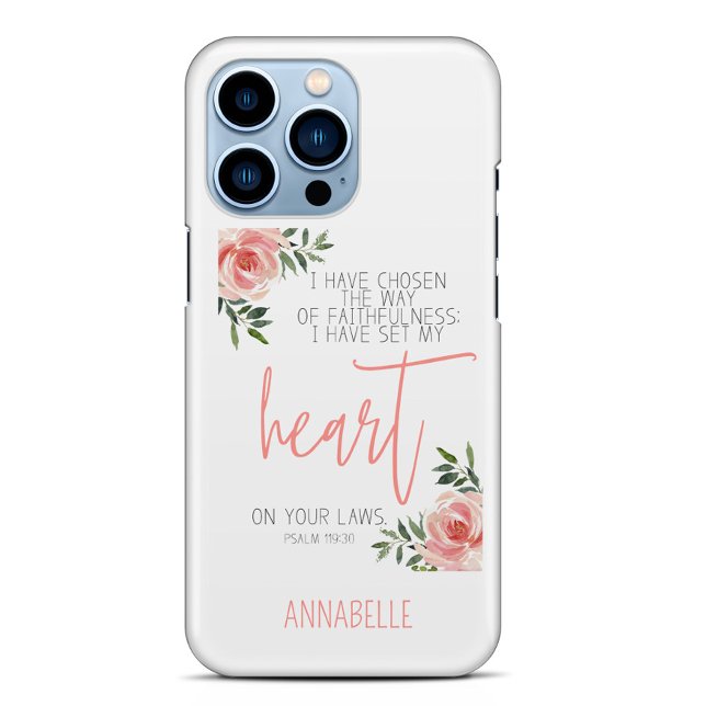 Bibelspruch Blumenmuster  iPhone 15 Hülle (Von Creator hochgeladen)