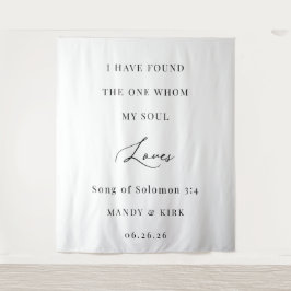 Bibelspruch Elegante Kalligrafie Hochzeitskulisse Wandteppich
