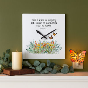 Bibelspruch-Frühlings-Wildblume  Quadratische Wanduhr