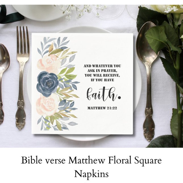 Bibelspruch Matthew Floral Square  Serviette (Von Creator hochgeladen)