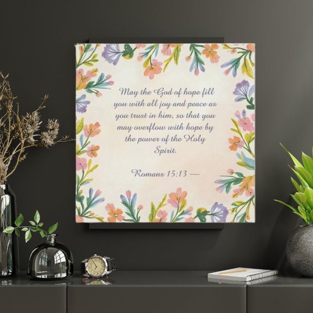 Bibelspruch-Memory-Anchor mit floralem Rahmen  Poster (Von Creator hochgeladen)