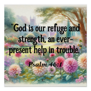 Bibelspruch Psalmen Typografie floral Aquarell Poster
