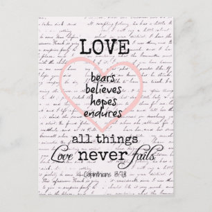 Bibelspruch über die Vintage-Liebe Postkarte