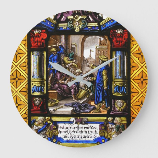 Bibelszene aus gebettetem Glas Große Wanduhr (Vorderseite)