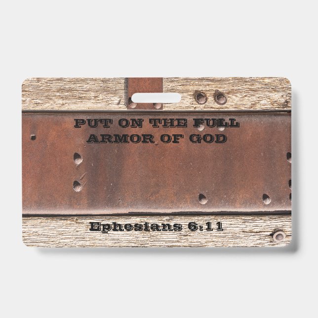 Bibeltext Ephesian 6 Auf volle Rüstung Gottes setz Ausweis (Vorderseite)