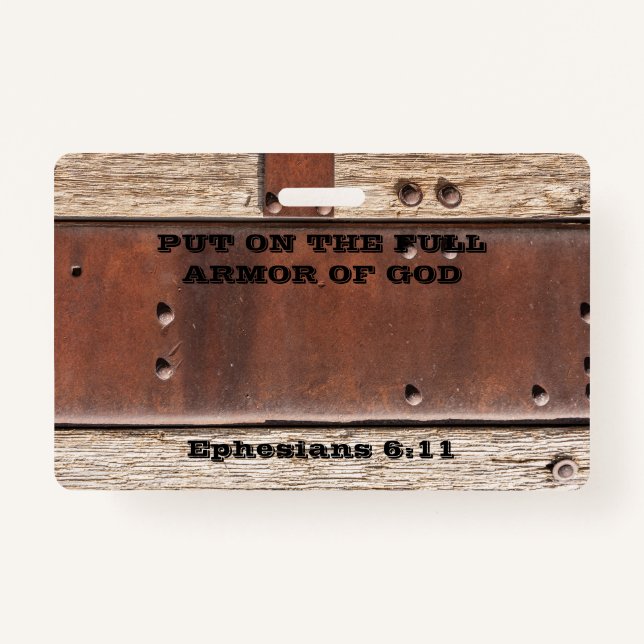 Bibeltext Ephesian 6 Auf volle Rüstung Gottes setz Ausweis (Vorderseite)
