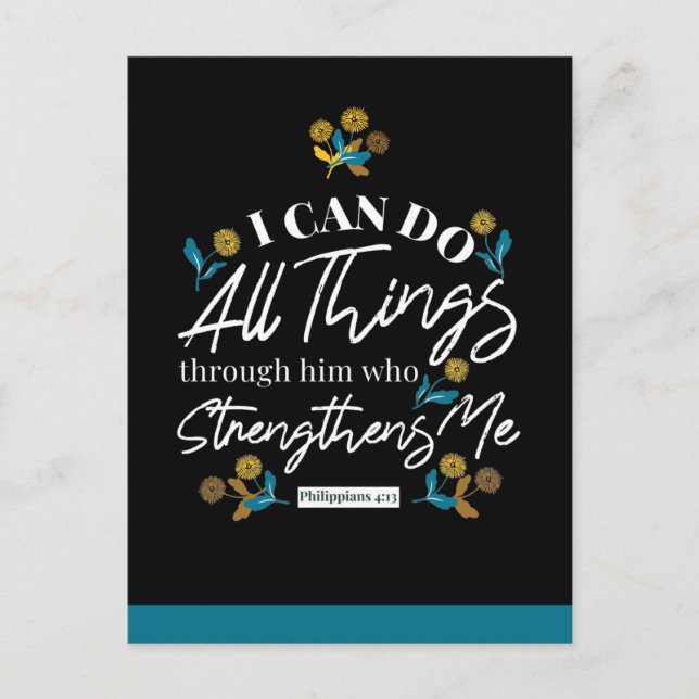 Bibeltypografie florale Kunst schwarz Postkarte (Vorderseite)