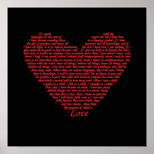 Bibelvers 1. Korinther 13 Liebe Herz Wortkunst Poster