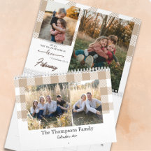 Bibelvers Beige Büffelkariert Familienfoto
