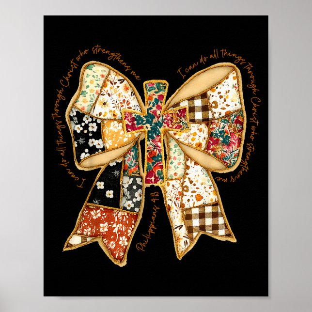Bibelvers Coquette Christlich Jesus Schleife Patch Poster (Vorne)