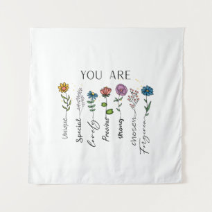 Bibelvers-Inspiration Wildblume Positives Zitat Wandteppich