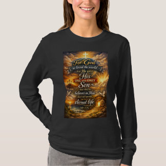 Bibelvers Johannes 3:16 Damen Langarm T-Shirt