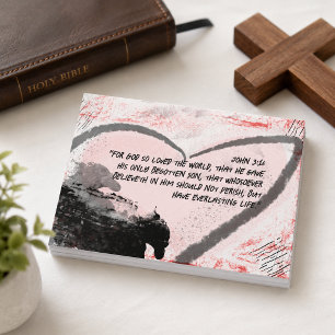 Bibelvers Johannes 3:16 Grunge-Herz Postkarte
