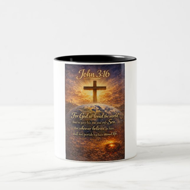 Bibelvers Johannes 3:16 Kaffeetasse (Mittel)