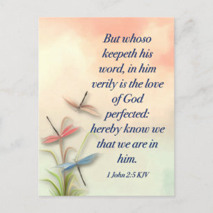 Bibelvers Matthäus 1 Johannes 2:5 KJV Postkarte