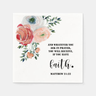 Bibelvers Matthew Floral Square Serviette