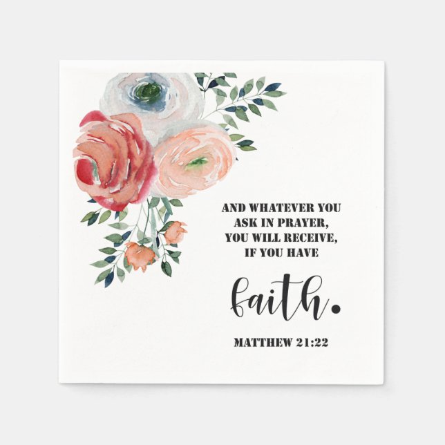 Bibelvers Matthew Floral Square  Serviette (Vorderseite)