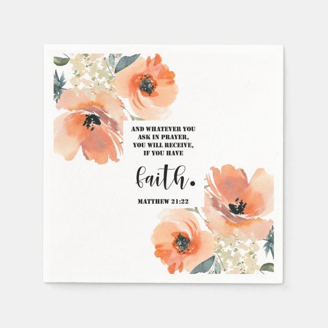 Bibelvers Matthew Floral Square  Serviette (Vorderseite)