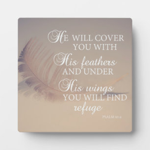 Bibelvers Psalm 91,4 Federn inspirierend Fotoplatte