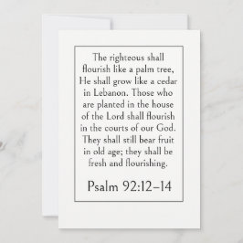 Bibelvers zum Ruhestand, Psalm 92:12-14 Schrift Einladung
