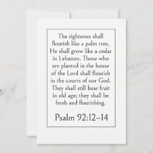 Bibelvers zum Ruhestand, Psalm 92:12-14 Schrift Einladung