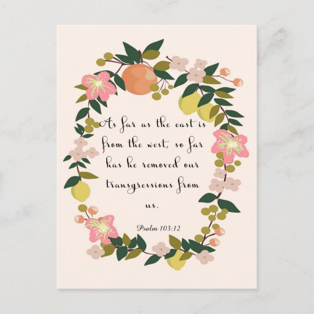 Bibelverse Art - Psalm 103:12 Postkarte (Vorderseite)