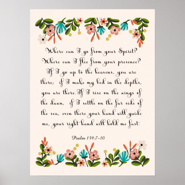 Bibelverse Art - Psalm 139:7-10 Poster (Vorne)