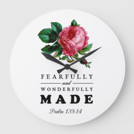 Bibelverse aus Angst und wunderbar gemachte Rose Große Wanduhr