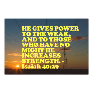 Bibelverse aus Isaiah 40:29. Fotodruck