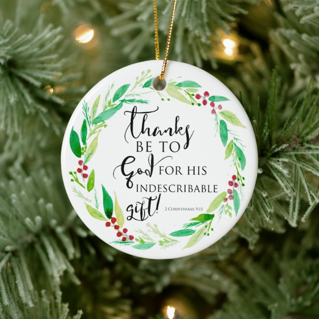 Bibelverse Christliche Wasserfarben Weihnachtsfeie Keramik Ornament (Baum)