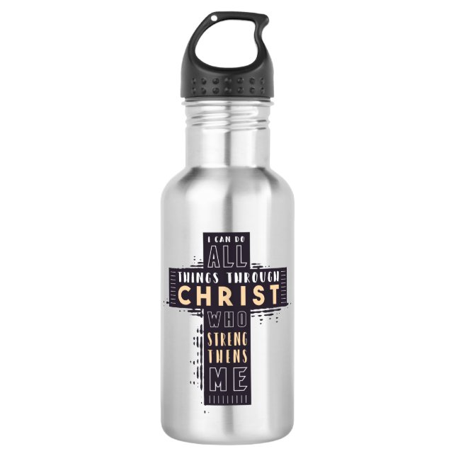 Bibelverse Cross Edelstahlflasche (Vorderseite)