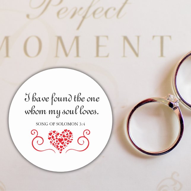 Bibelverse ✝️ den gefunden, den mein Soul Lieben Runder Aufkleber (Bible Verse ✝️ Found The One My Soul Loves Classic Round Sticker)