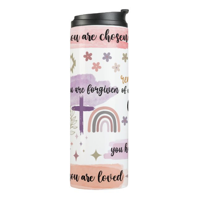 Bibelverse für christliche Affirmationen Thermosbecher (Nach links gedreht)
