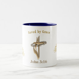 Bibelverse gerettet von Grace Zweifarbige Tasse