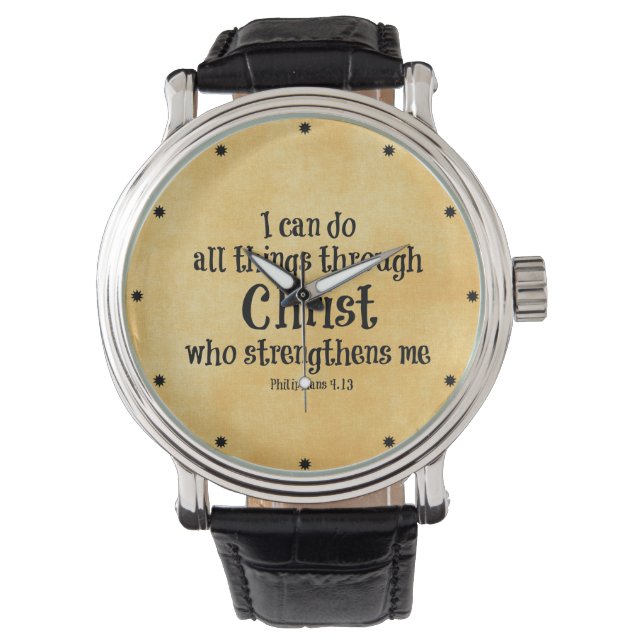 Bibelverse: Ich kann alles durch Christus tun Armbanduhr (Vorderseite)
