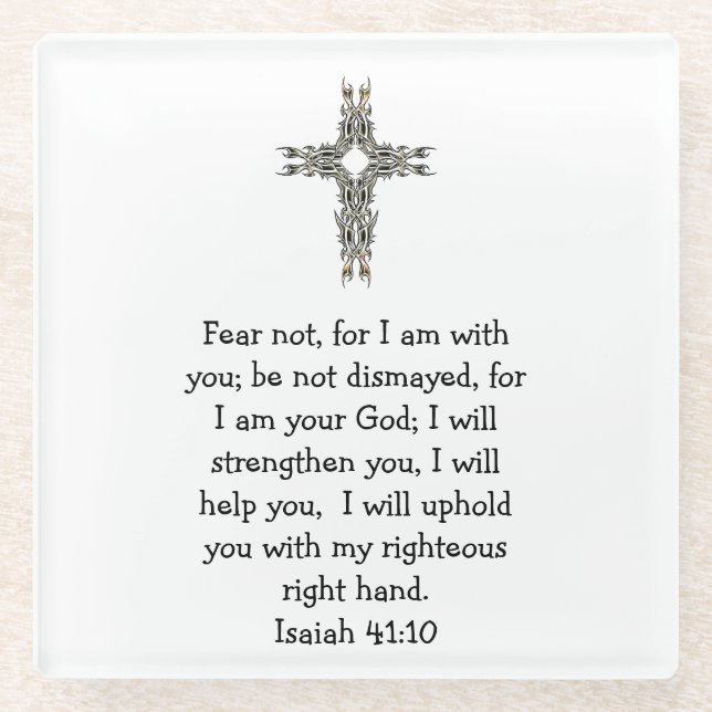 Bibelverse Inspiration Zitat Isaiah 41:10 Glasuntersetzer (Vorderseite)