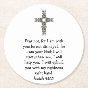 Bibelverse Inspiration Zitat Isaiah 41:10 Runder Pappuntersetzer