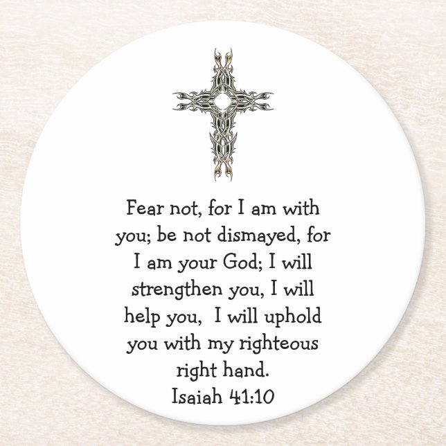 Bibelverse Inspiration Zitat Isaiah 41:10 Runder Pappuntersetzer (Vorderseite)