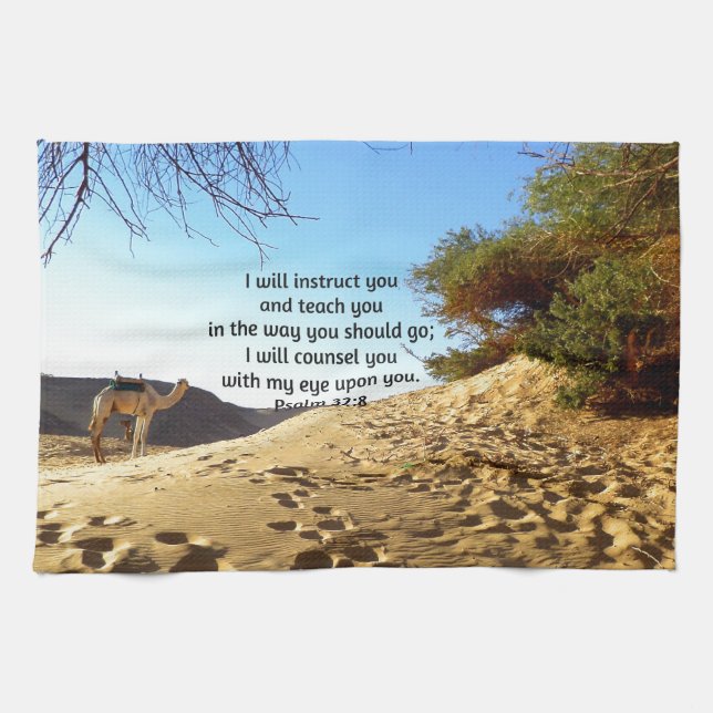 Bibelverse Inspiration Zitat Psalm 32:8 Geschirrtuch (Horizontal)