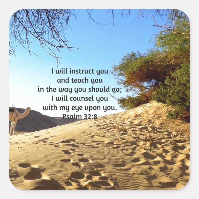 Bibelverse Inspiration Zitat Psalm 32:8 Quadratischer Aufkleber (Vorderseite)