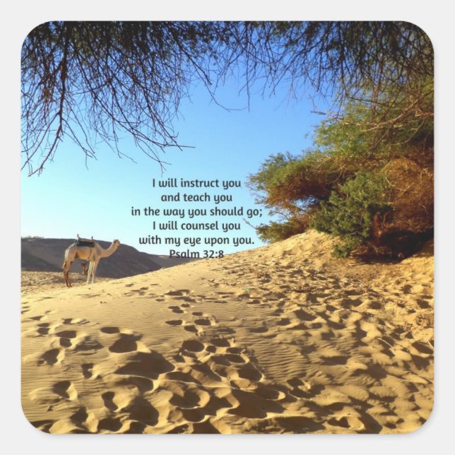 Bibelverse Inspiration Zitat Psalm 32:8 Quadratischer Aufkleber (Vorderseite)