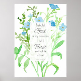Bibelverse Isaiah 12:2 Flachs-Wildblumen Poster