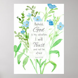 Bibelverse Isaiah 12:2 Flachs-Wildblumen Poster