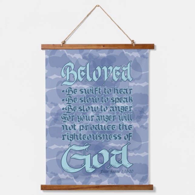 Bibelverse James 1:19-20 Holztapeten Wandteppich Mit Holzrahmen (Vorderseite)