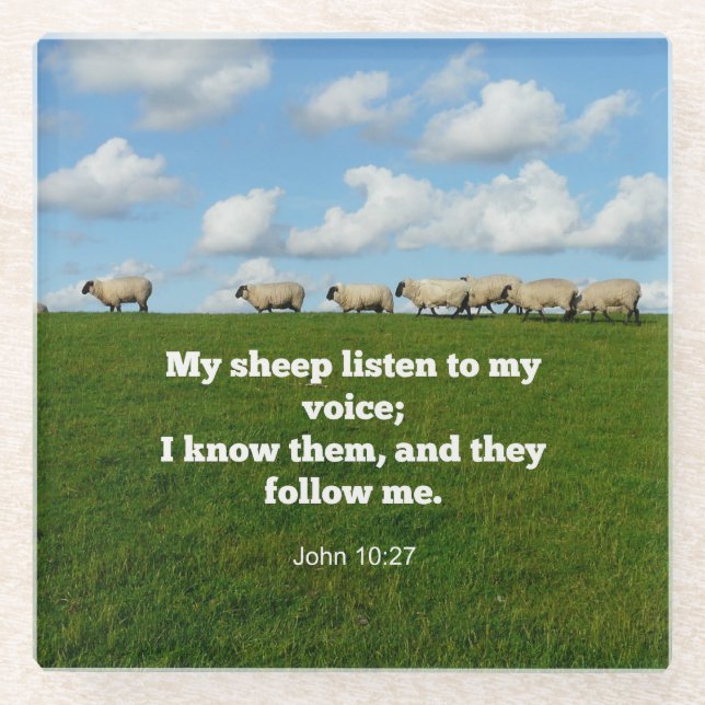 Bibelverse, John 10:27, Mein Schaf... Glasuntersetzer (Vorderseite)