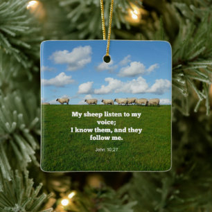 Bibelverse, John 10:27, Mein Schaf... Keramikornament