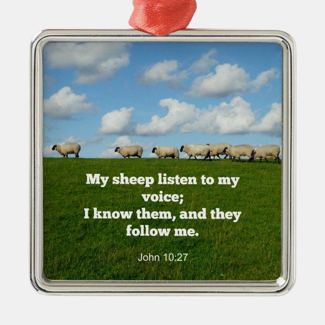 Bibelverse, John 10:27, Mein Schaf... Ornament Aus Metall (Vorne)