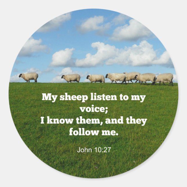 Bibelverse, John 10:27, Mein Schaf... Runder Aufkleber (Vorderseite)