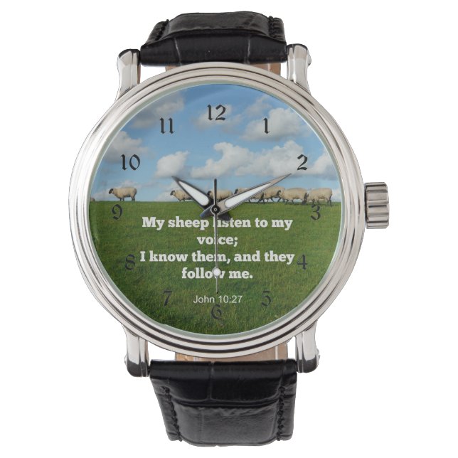 Bibelverse, John 10:27, Schafe, Armbanduhr (Vorderseite)